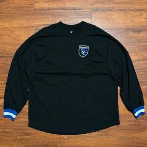 Fanatics San Jose Earthquakes Black and Blue Long Sleeve Shirt MLS